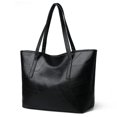 thumbnail image 5 of Bolso de mano de piel sintética suave para mujer, negro, 5 of 5