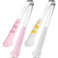 thumbnail image 1 of Pinzas para gatos de 7 pulgadas, pinzas para alimentos, pinzas de cocina, pinzas con forma de pata de gato, pinzas de cocina de acero inoxidable para cocinar a la barbacoa, asar dulces, azúcar (2, blanco, rosa) Vhermosa Popotes, Manteles y Palillos, 1 of 6