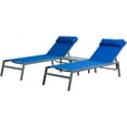 thumbnail image 3 of Kozyard Wilson Adjustable EDP Coated Wrought Iron Frame and Breathable Textilence Seat Chaise Lounge Chair (2 Pack) (Gray W/Table), 3 of 8