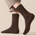 thumbnail image 2 of DJN 33% Wool Blend Socks Thick Solid Color Mid-Crew Winter Warm Socks for Men & Women Coffee One Size, 2 of 9