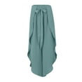 thumbnail image 4 of Lroveb Wide Leg Pants for Women, Womens High Waisted Culottes Palazzo Pants, Pants Yoga Hippie Boho Beach Plus Size Blue, 4 of 9