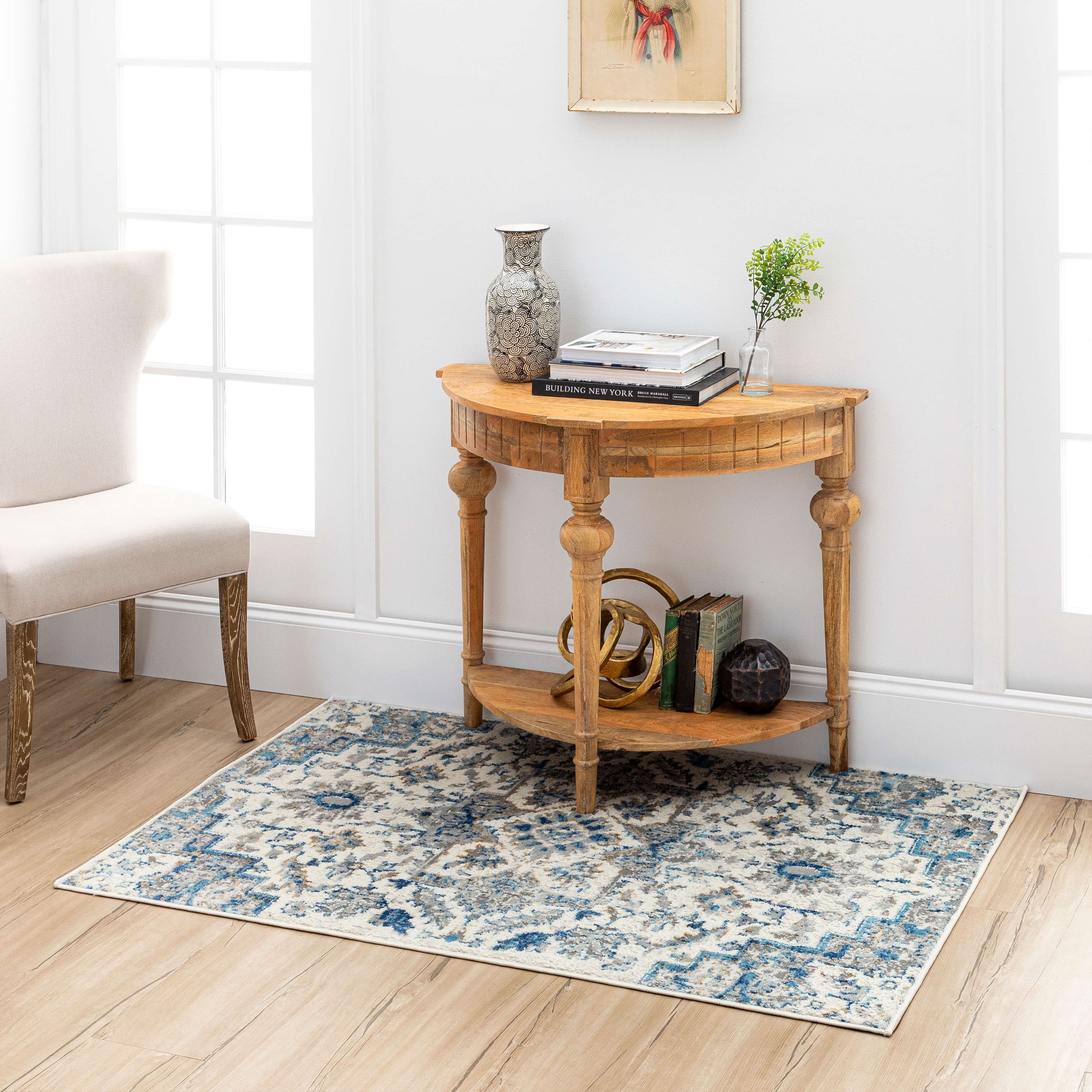 Mohawk Home Lambert Washable Low Pile Stain and Fade Resistant Indoor Area Rug, Blue, 2'11" X 5'