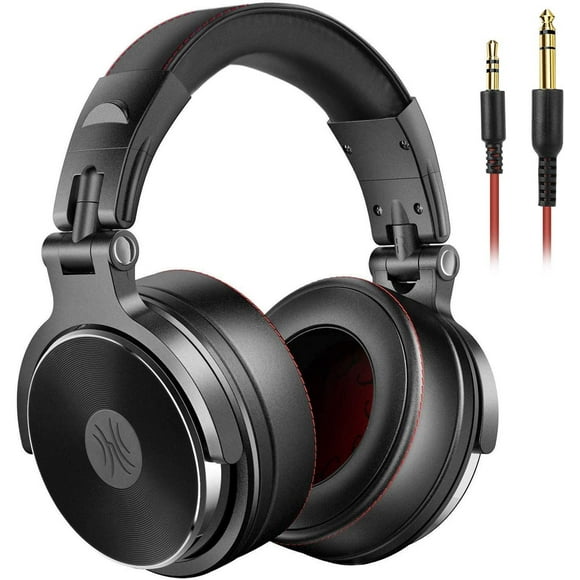 Adapter-Free Over Ear Headphones for Studio Monitoring and Mixing, Sound Isolation, 90° Rotatable Housing with Top Protein Leather Ear Cups, 50mm Driver Unit, Wired Headsets with Mic