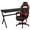 Red, variant on Flash Furniture Optis Gaming Desk with Cup Holder/Headphone Hook/Removable Mousepad Top & Black Reclining Back/Arms Gaming Chair with Footrest