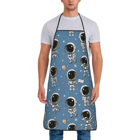 

Chef Aprons for Men and Women - Astronaut Oil-Resistant Bib Aprons for Cooking Waterproof BBQ Grilling Kitchen Aprons Gifts for Women and Men