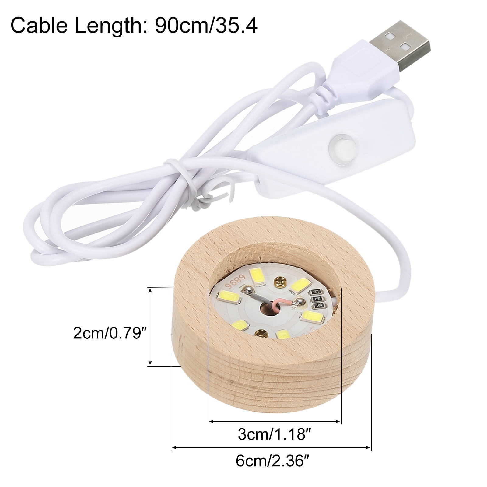 Unique Bargains LED Wood Display Base Ball Stand Holders 6x2cm White Light USB Switch