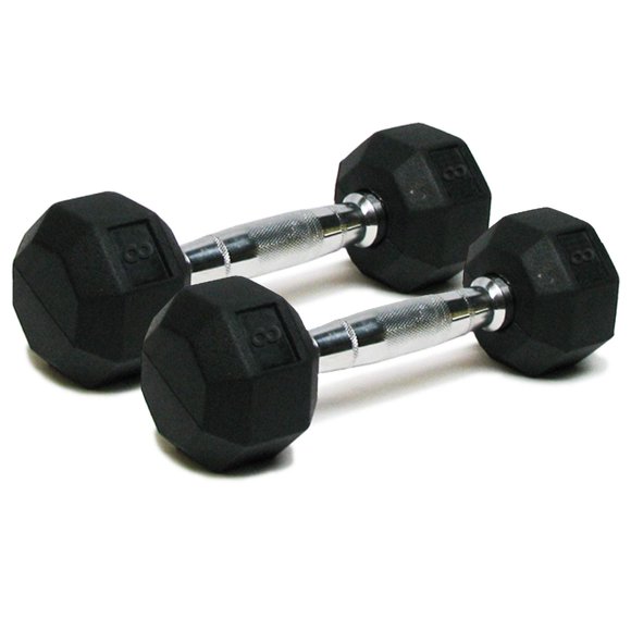 Set de mancuernas SPRI de 8 lb con recubrimiento de goma y mango cromado