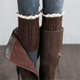 thumbnail image 3 of Calentadores de piernas de encaje a la moda para mujer, rodilleras cálidas, tejido alto de invierno, puños de ganchillo sólidos, calcetines largos, botas, cubierta de espinillera,, 3 of 5