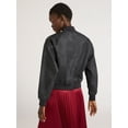 thumbnail image 5 of Scoop Women’s Distressed Faux Leather Cropped Bomber Jacket, Sizes XS-XXL, 5 of 6
