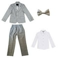 thumbnail image 3 of Scyoekwg Boys Clothes Handsome Suit Set Solid Color Long Sleeve Jacket and Shirts Long Pants Tie 4-piece Set Outfits (Gray,10-11 Years), 3 of 3