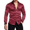 thumbnail image 4 of Men's Luxury Shiny Silk Like Satin Button Up Dress Shirts, 4 of 5
