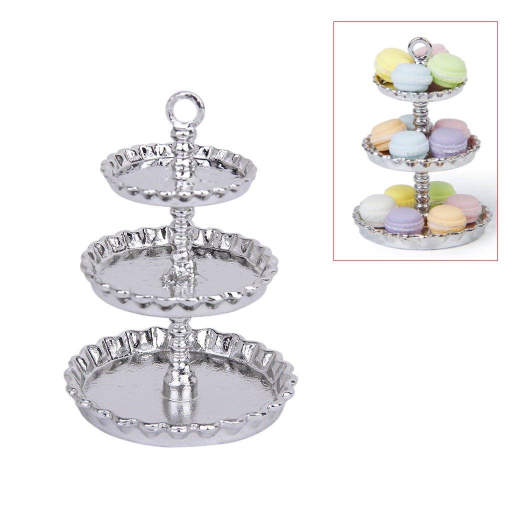 Mini 3-layer Metal Cakestand Food Dessert Stand Snack Rack for 1/12 Dollhouse 