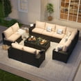 thumbnail image 4 of Aoxun Patio Furniture Set, 12 Pcs Outdoor Patio Furniture Sets with 4 in Thicken Cushion, Widen Armrests Wicker Outdoor Sectional for Backyard (Waterproof Cover Include), 4 of 6