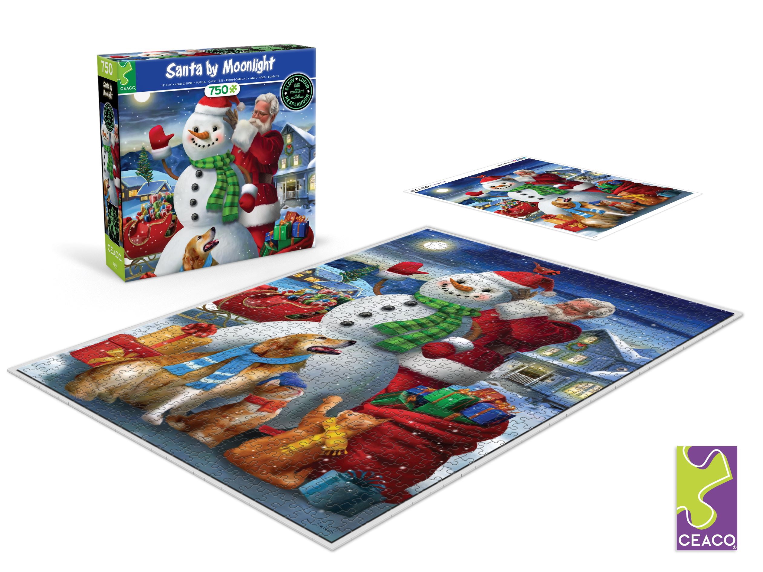 Ceaco Santa by Moonlight Glow (Tom Wood) 750 Piece Interlocking Jigsaw Puzzle