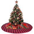 thumbnail image 1 of Falda para árbol de Navidad de 48 pulgadas con cuadros escoceses, doble capa, para decoración de fiestas navideñas (rojo y negro), 1 of 6
