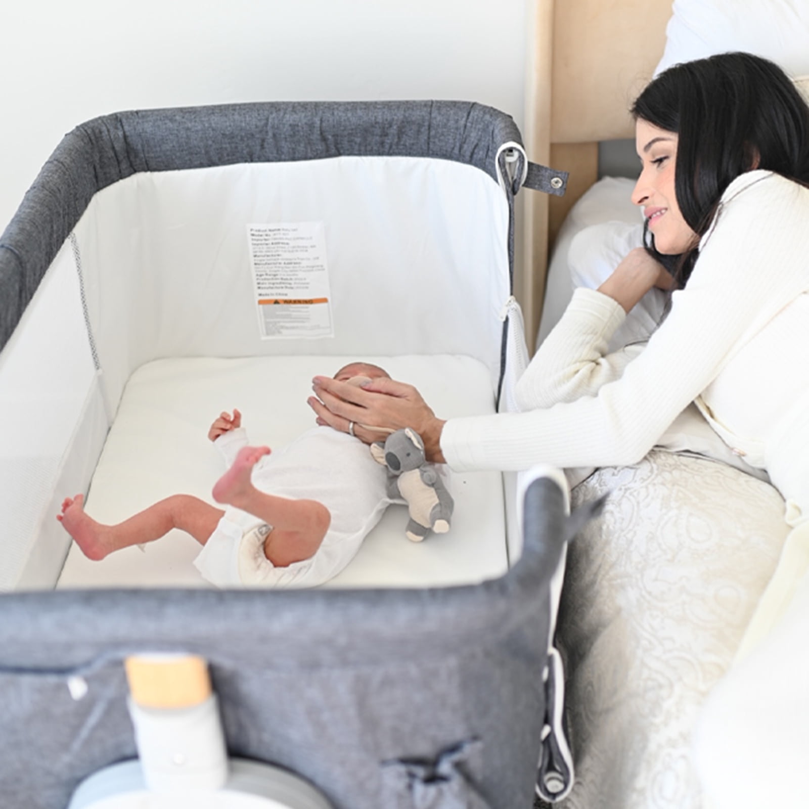 HARPPA 3 in 1 Baby Bassinet Bedside Sleeper, Height Adjustable, Easy Folding, Gray