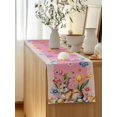 thumbnail image 5 of Table Runner 60 Inches Long for Kitchen Dining, Pink Easter Bunny Dresser Scarf Farmhouse, Dining Table Decorations for Wedding/Parties, Spring Tulip Easter Eggs Plaid Burlap 13 x 60 In, 5 of 9