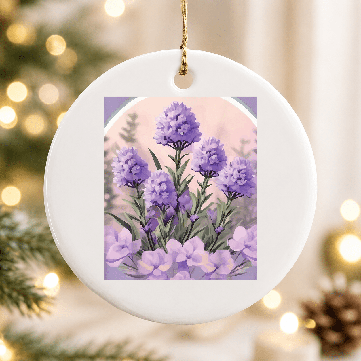 Mystic Lavender - Ethereal Floral Bliss Christmas Ornament Holiday Keepsake Gift Ceramic Ornament
