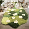thumbnail image 5 of golytefs Moss Rug Fluffy Moss Green Carpet Flocked Green Plush Bedroom Rug (160x90cm), 5 of 9
