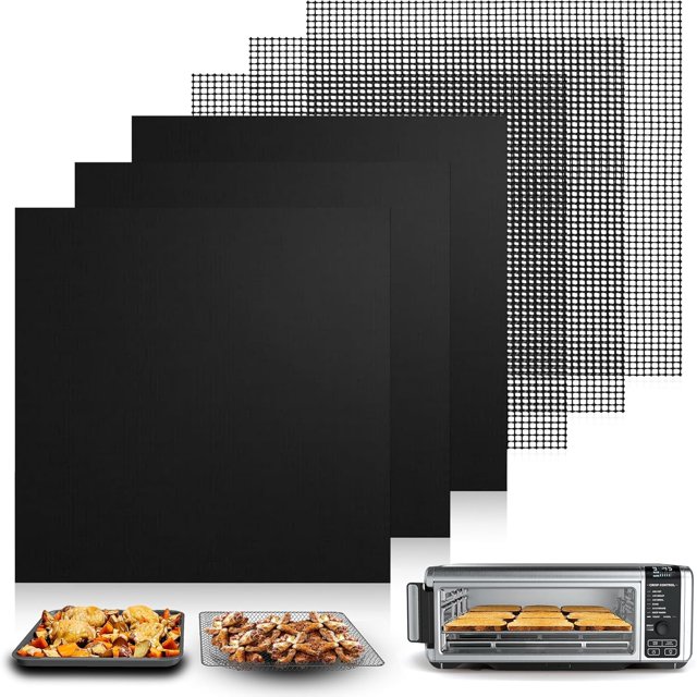 Czcpp-6 Pcs Doublures Réutilisables pour Friteuse à Air Chaud Ninja, 12 X 12 Po Doublures Antiadhésives pour Fond de Four Grille-Pain, 3 X Doublures + 3 X Feuilles en Maille, Tapis de Cuisson/micro-Ondes/grill Pré-Découpé pour SP101/SP201/SP301/SP
