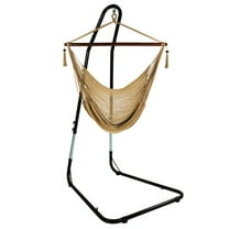 Sunnydaze Polyester Caribbean-Style Hammock Hanging Chair with Adjustable Stand - Tan