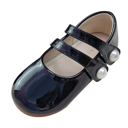 

Children Pearl Leather Shoes Fashion Single Shoes With Soft Soles Black Small Leather Shoes Mary Jane Single Shoes Baby Daily Footwear Casual First Walking