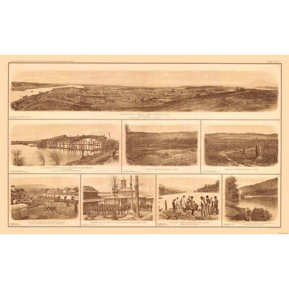 Historical Civil War Map - Chattanooga Tennessee - Bien 1894 - Vintage Wall Art