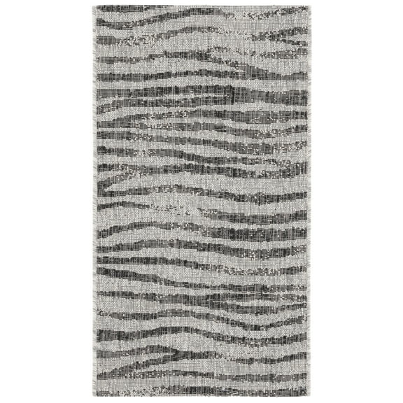 SAFAVIEH Courtyard Thomasina Animal Indoor/Outdoor Area Rug, Grey/Black, 2' x 3'7"