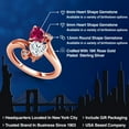 thumbnail image 2 of Gem Stone King 18K Rose Gold Plated Silver Red Created Ruby White Moissanite and White Diamond Ring for Women (1.80 Cttw, Heart Shape 6MM, Gemstone July Birthstone, Size 9), 2 of 6