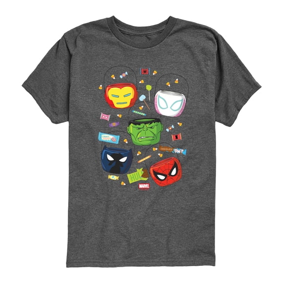 Marvel - Trick Or Treat Buckets - Youth Boys Short Sleeve Graphic T-Shirt
