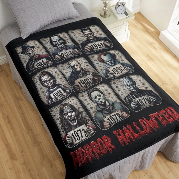 MALVIX Medium Throw Blanket, Vintage Halloween Characters