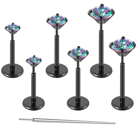 Elecost 18G Flat Back Earrings Stud G23 Titanium Threadless Tragus Labret Cartilage Lip Medusa Conch Body Piercing Jewelry Hypoallergenic for Women Men