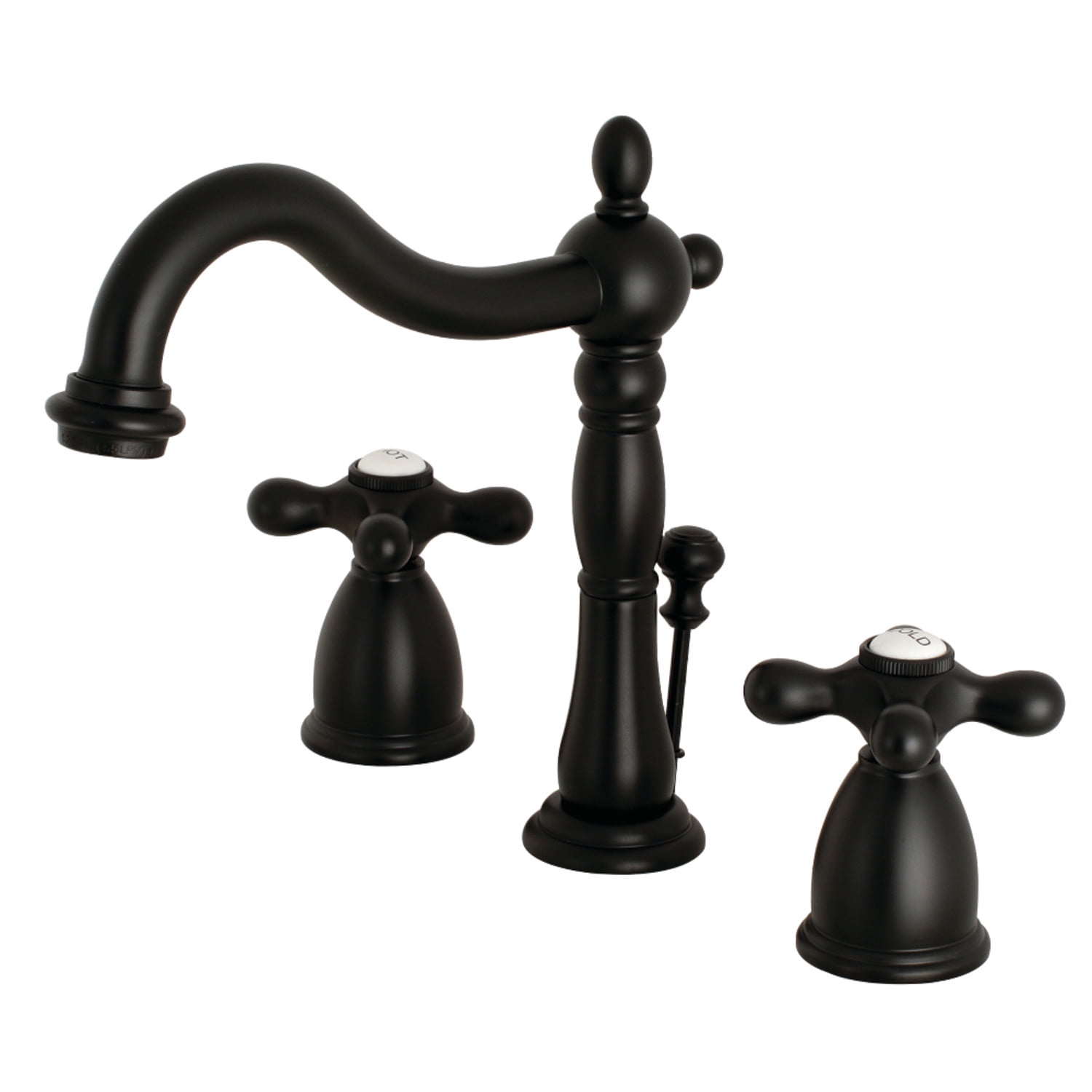 Kingston Brass KB1970AX Heritage Widespread Bathroom Faucet with Brass Pop-Up, Matte Black