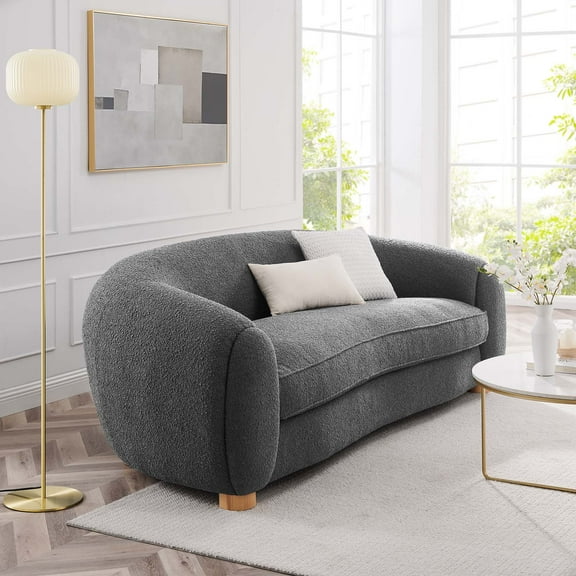 Modway Abundant Boucle Upholstered Fabric Sofa in Charcoal