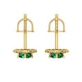 thumbnail image 4 of 0.8808 ct Screw-Back Stud Earrings for Women | 4.5mm Round Cut Simulated Emerald | 18K Yellow Gold, 4 of 5