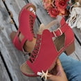 thumbnail image 5 of Heeled Gladiator Sandals for Women Peep Toe Cutout Ankle Strap Heels Back Zipper Summer Dress Short Boots Red Size 6.5, 5 of 8