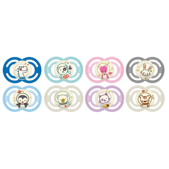 MAM Perfect Night Pacifiers, Glow in the Dark Pacifiers (2 pack), MAM Pacifiers 16 Plus Months, Best Pacifier for Breastfed Babies, Assorted, Baby Pacifier