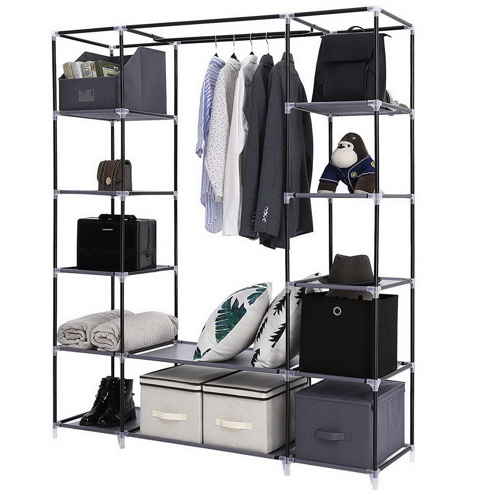 69" Portable Closet Clothes Organizer Shelf Home Wardrobe Storage Standing Bedroom Armoires