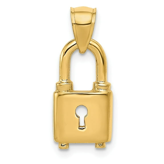 14k Yellow Gold Polished Lock Charm Pendant