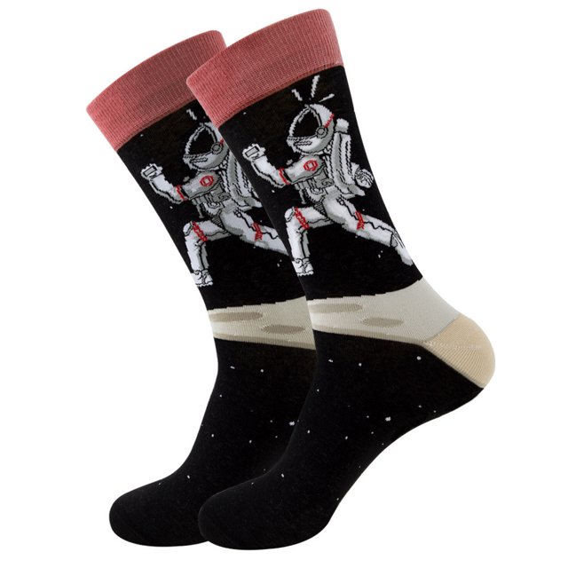Bas à Moins de 5$ Chaussettes en Coton Multicolores pour Femmes Série Fun Universe Astronaute