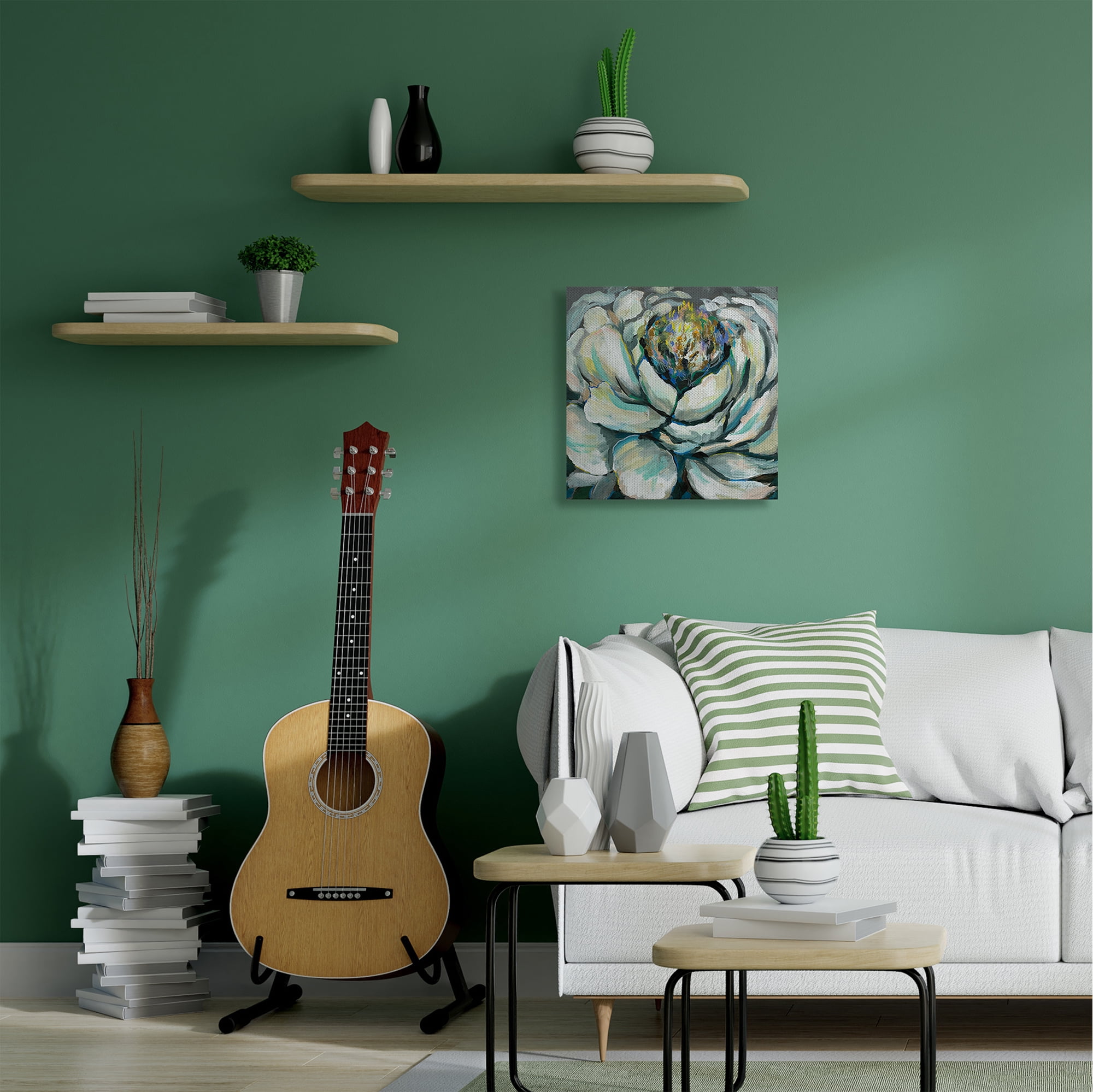 Stupell Industries Flower Bloom Neutral White Blue Petal Painting Canvas Wall Art, 24 x 24, byJeanette Vertentes