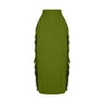 thumbnail image 5 of Womens Skirt Boho Elastic High Waist Ankle High Waisted A-Line Long Maxi Skirt Women's Solid Color Sexy Wrapped Hip Fringe Elastic Skirt Floor Sweeping Long Skirt Ndbuld,Green,2XL, 5 of 5
