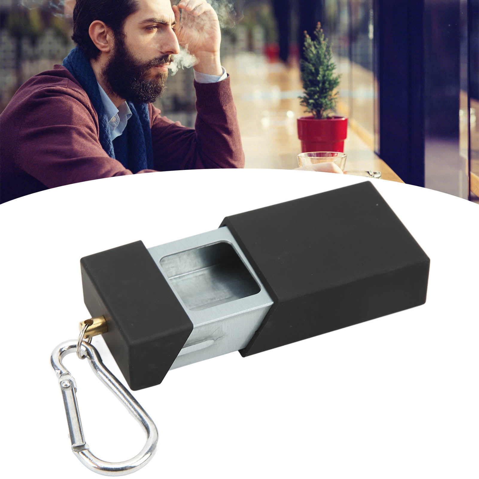 Cendrier Carré Silicone Résistant Chaleur - Durable & Facile à Nettoyer Pour Intérieur Extérieur (Noir)