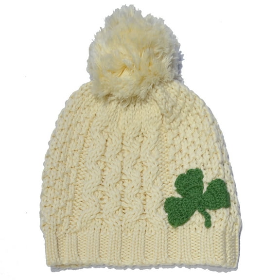 Patrick Francis Cream Kids Shamrock Hat - 55% acrylic 45% cotton
