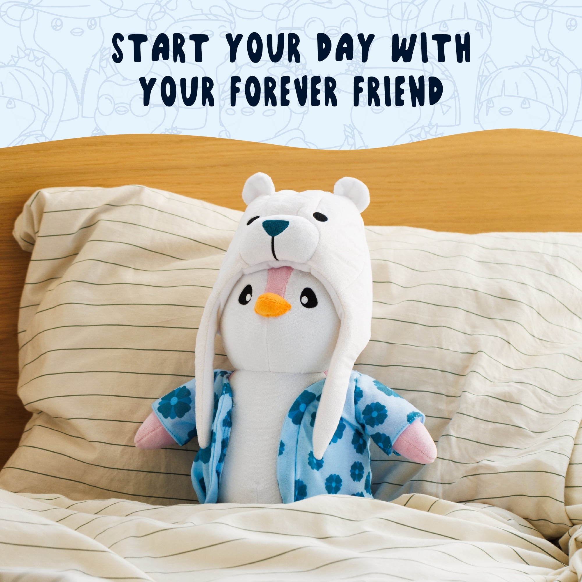 Pudgy Penguins 12-inch White-Pink Huggable Plush with Multicolor Accessories