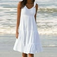 thumbnail image 2 of Sundresses for Women, 2024 Casual V-Neck Sleeveless Cute Petite Mini Dress Loose Fit High Waist Tiered Flowy Boho Sundress Summer Coverup Dress Tank Dresses Vacation/Beach Wear, 2 of 7