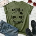 thumbnail image 2 of Animals Are My Friends Shirt, Unisex Women's Men's Shirt, Animal Lover Shirt, Dog Shirt, Cat Shirt, Heather Military Green, Small, 2 of 6