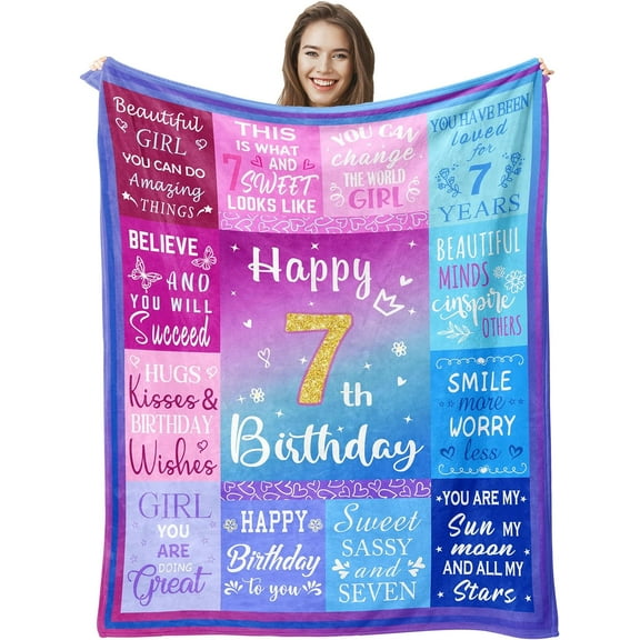MMYGU 7 Year Old Girl Birthday Gifts Blanket 7 Year Old Girl Gifts Birthday Gifts for 7 Year Old Girls 7th Birthday Decorations for Girls Seven Year Old Girl Birthday Gifts 30x40in