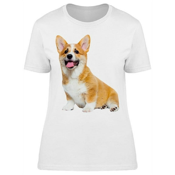 Cute Welsh Corgi Puppy Smiling T-Shirt Women -Image by Shutterstock Women T-Shirt, Female Large