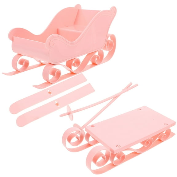 Hytrove 1Pack Mini Decoration Pink Plastic Sleigh Ornament For Friends Holiday Decor